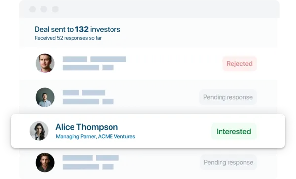 Distribute deal to hundreds of investors in seconds